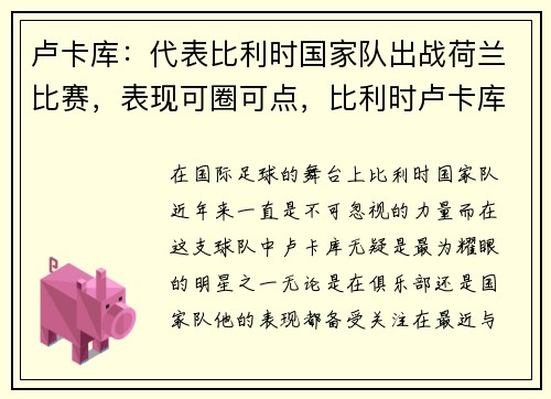卢卡库：代表比利时国家队出战荷兰比赛，表现可圈可点，比利时卢卡库身高体重
