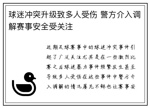 球迷冲突升级致多人受伤 警方介入调解赛事安全受关注
